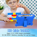 Kids Tablet 7 Inch for Kids 3-9, 32GB ROM, 4GB RAM, Android 12, Toddler Tablet with Shockproof Case, Parent Controls, Dual Camera, Wifi, FM, GPS, Blue