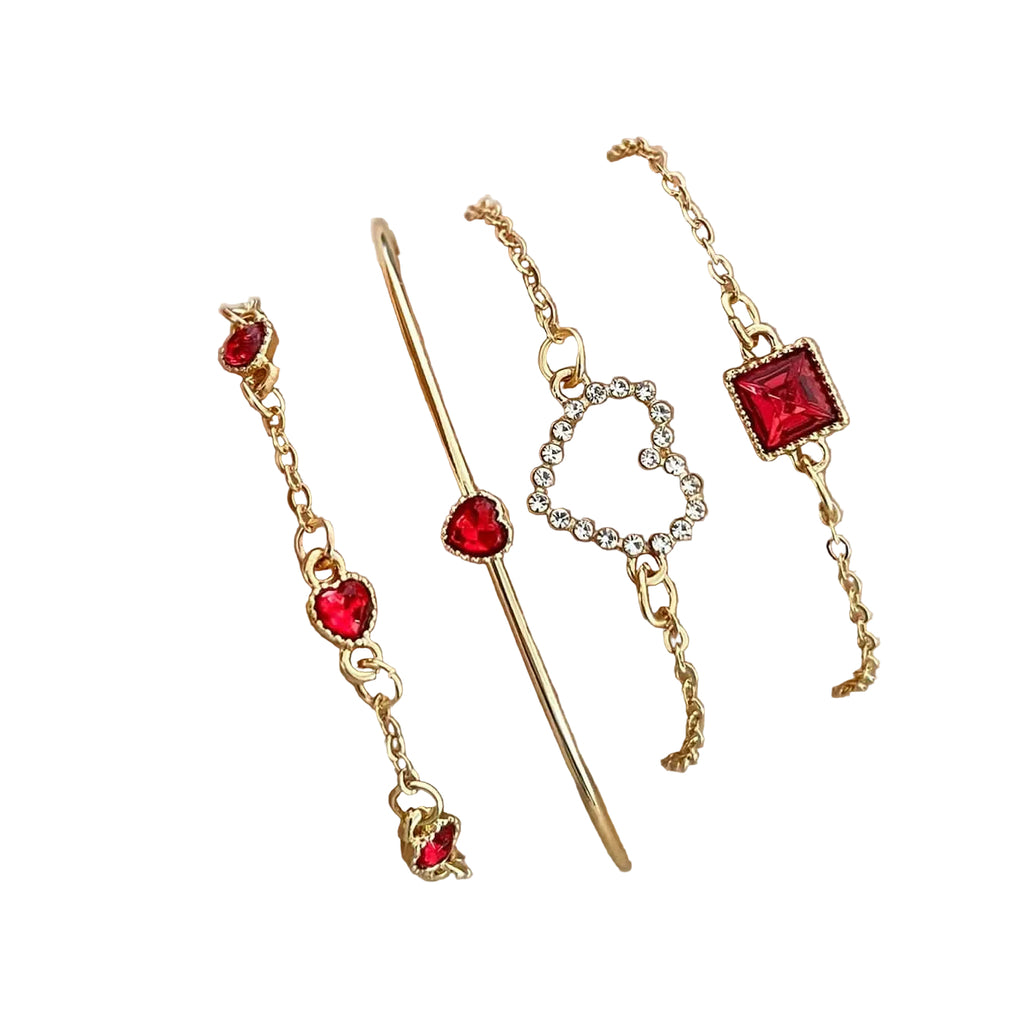 4pcs Rhinestone Alloy Bracelet Set