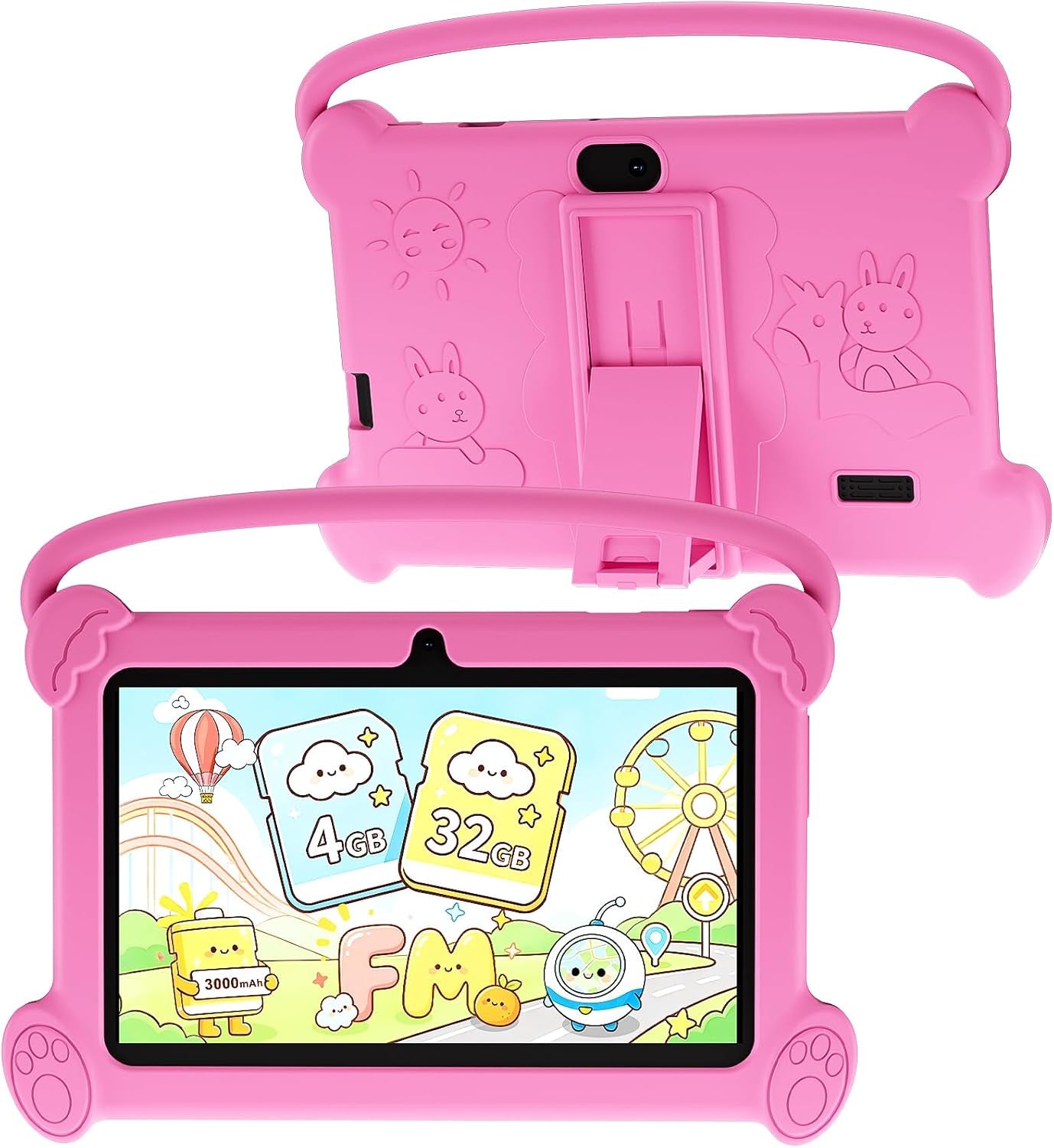 Kids Tablet 7 Inch for Kids 3-9, 32GB ROM, 4GB RAM, Android 12, Toddler Tablet with Shockproof Case, Parent Controls, Dual Camera, Wifi, FM, GPS, Blue