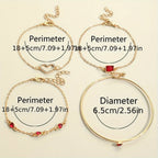 4pcs Rhinestone Alloy Bracelet Set