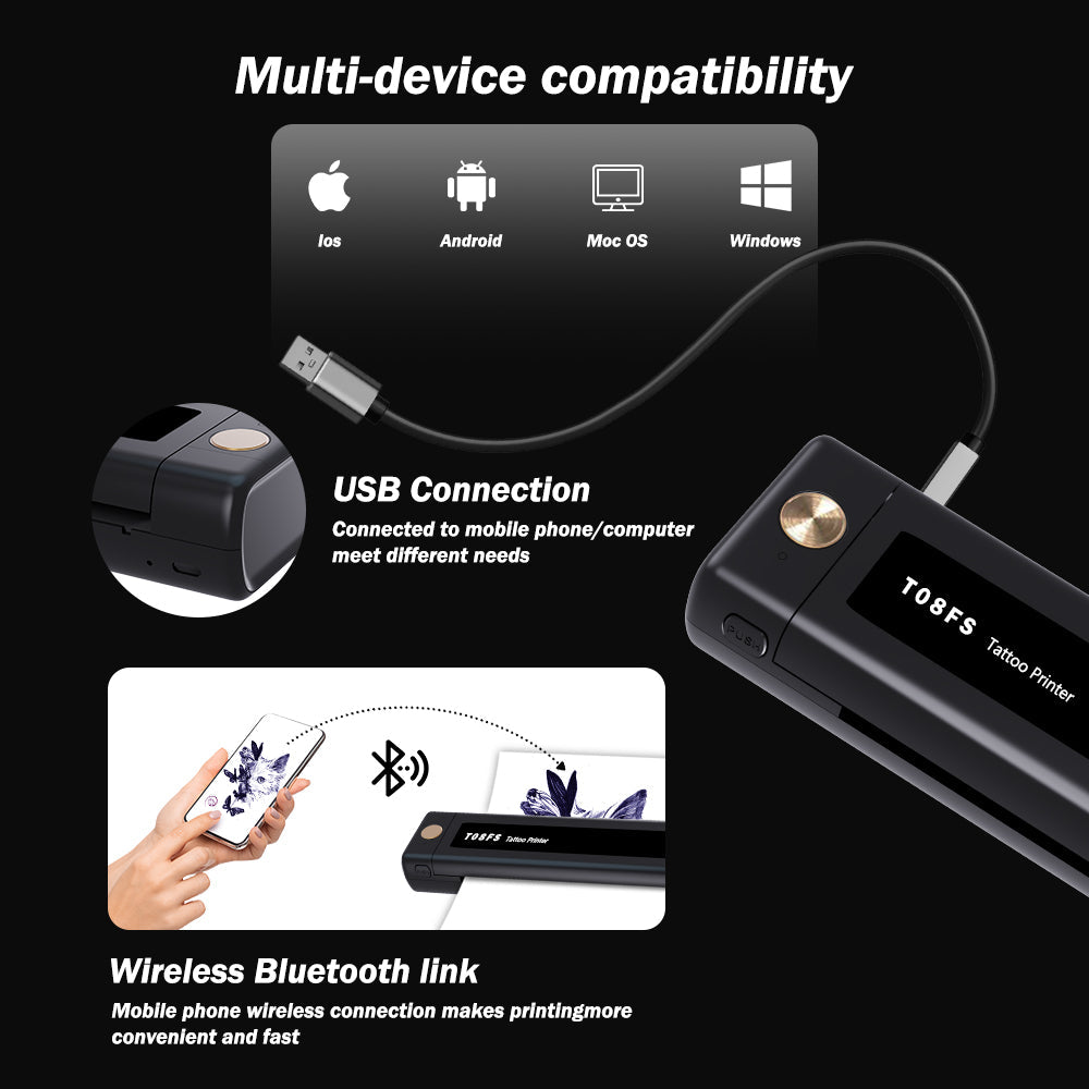 T08FS Wireless Tattoo Transfer Stencil Printer