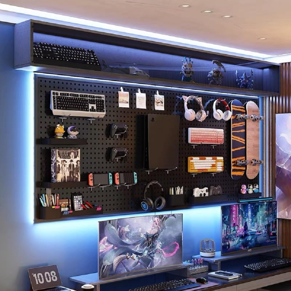 RGB Gaming Pegboard Wall Organizer