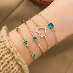 4pcs Rhinestone Alloy Bracelet Set