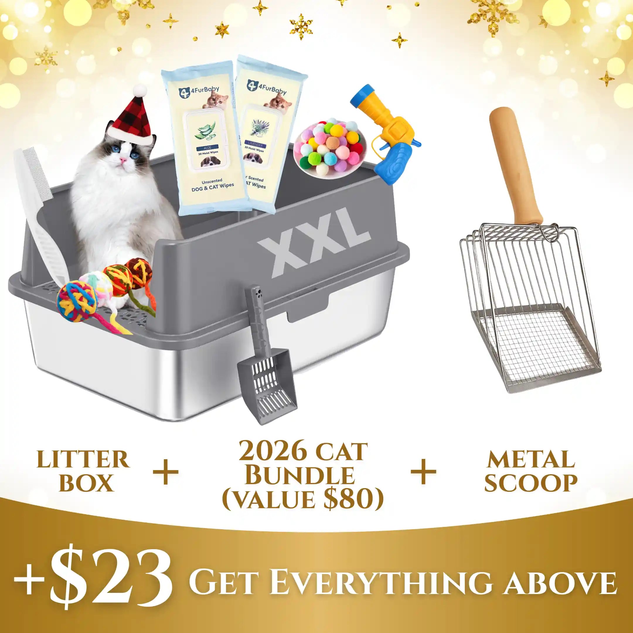 XXL Stainless Steel Cat Litter Box with Lid