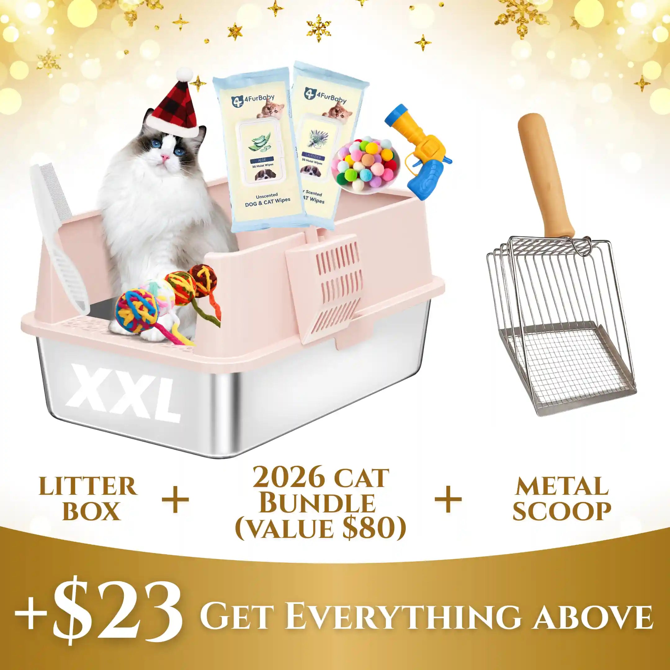 XXL Stainless Steel Cat Litter Box with Lid