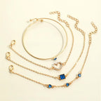 4pcs Rhinestone Alloy Bracelet Set