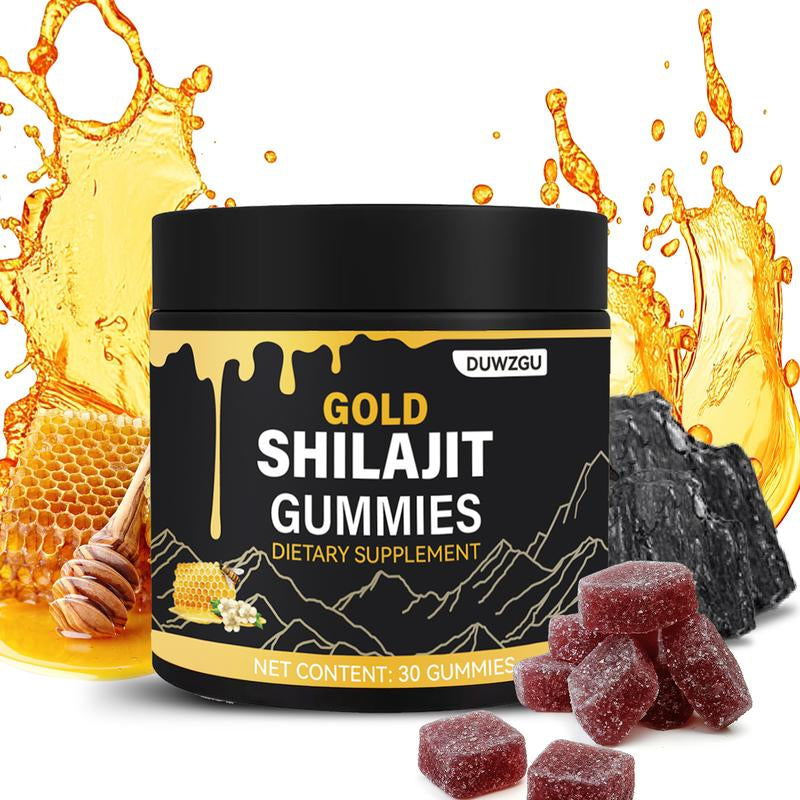 Gold Shilajit Gummies Organic Manukahoney Boosts Energy and Stamina Sports and Fitness 30 Gummies Lean Muscle Booster Protein Nutrition Supplement