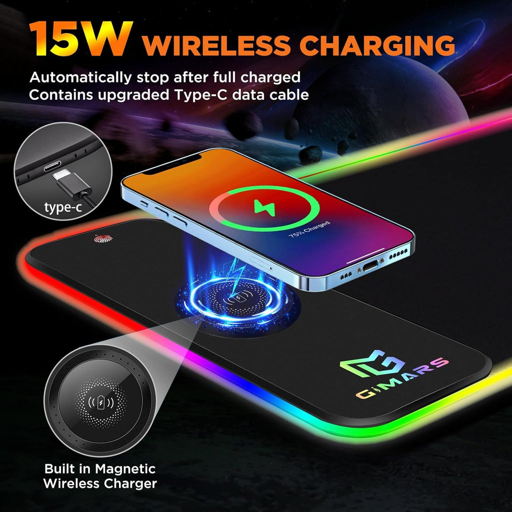 RGB Gaming Mouse Pad with Wireless Charging