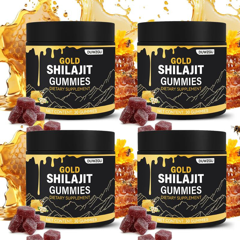 Gold Shilajit Gummies Organic Manukahoney Boosts Energy and Stamina Sports and Fitness 30 Gummies Lean Muscle Booster Protein Nutrition Supplement