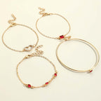 4pcs Rhinestone Alloy Bracelet Set