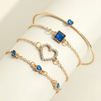 4pcs Rhinestone Alloy Bracelet Set