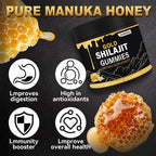 Gold Shilajit Gummies Organic Manukahoney Boosts Energy and Stamina Sports and Fitness 30 Gummies Lean Muscle Booster Protein Nutrition Supplement