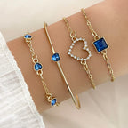 4pcs Rhinestone Alloy Bracelet Set