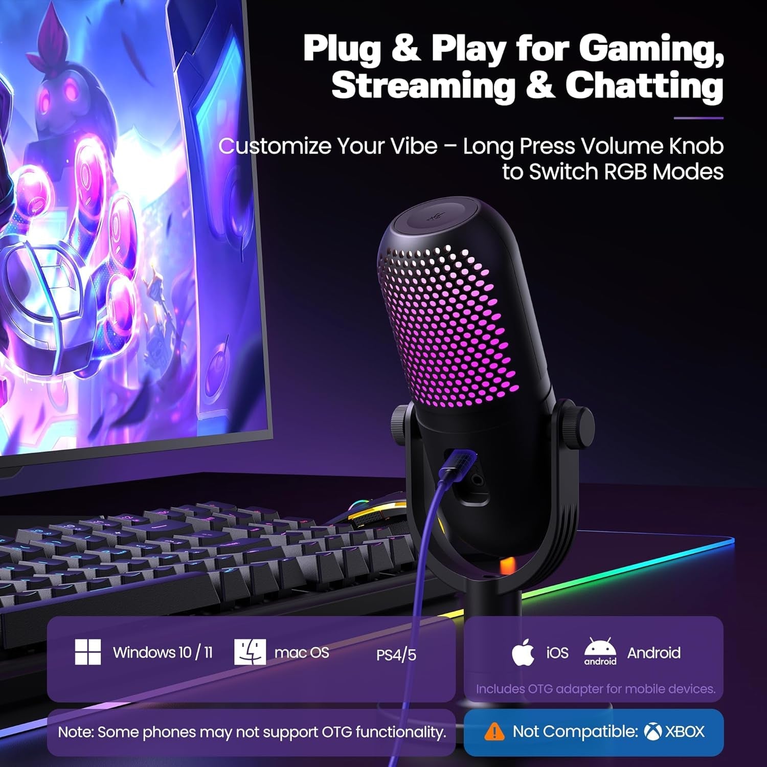 USB RGB Condenser Gaming Microphone