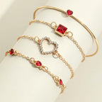 4pcs Rhinestone Alloy Bracelet Set