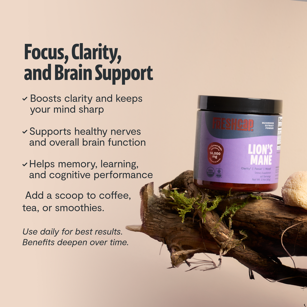 Organic Mushroom Complex Capsules — 6-Mushroom Blend, 12,000mg, Immunity & Focus