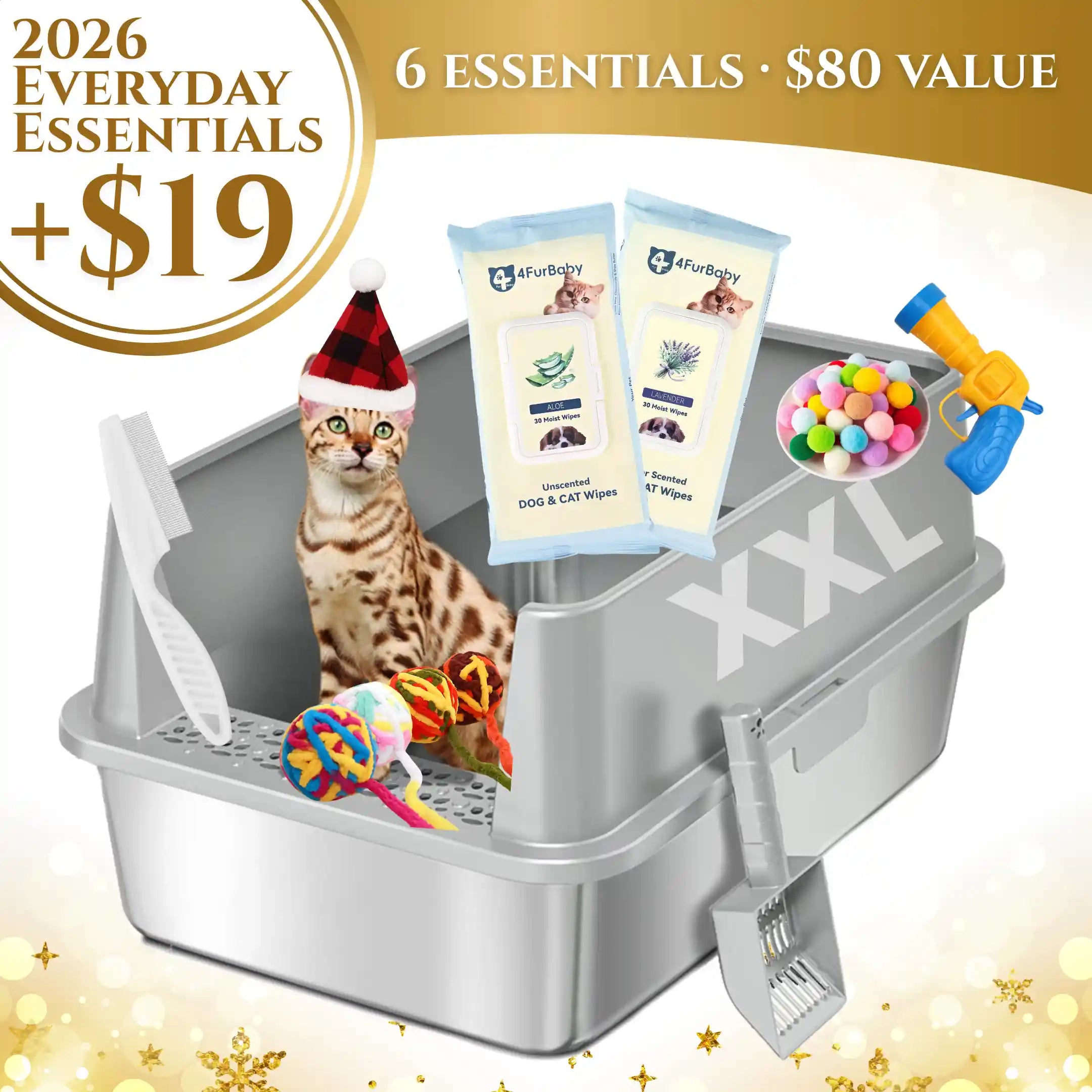 XXL Stainless Steel Cat Litter Box with Lid